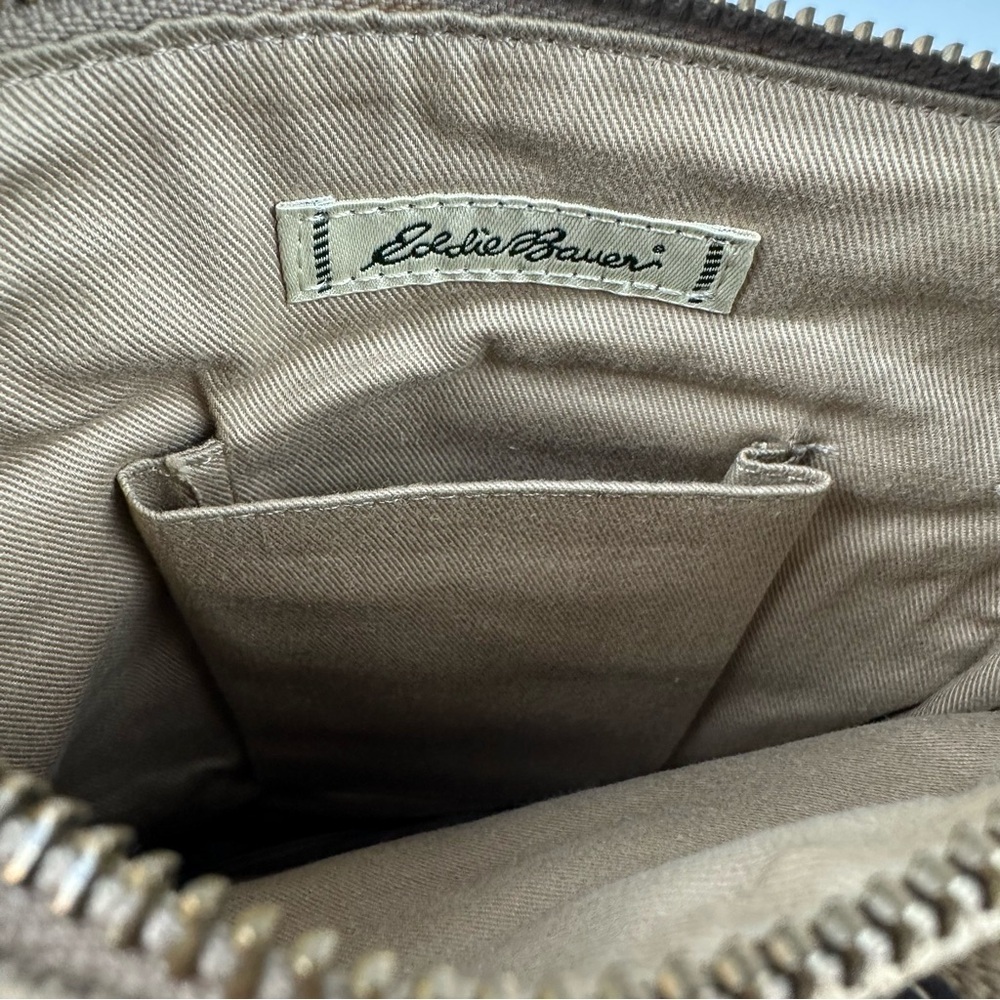 Eddie Bauer Crossbody Bag Canvas Leather Trim Tan Brown Vintage‎ Handbag Travel - Picture 7 of 10